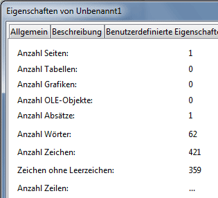 Screenshot: Statistik in Open Office